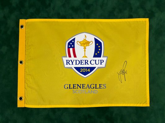 Justin Rose Signed 2014 Ryder Cup at Gleneagles Golf Flag + Dealer COA