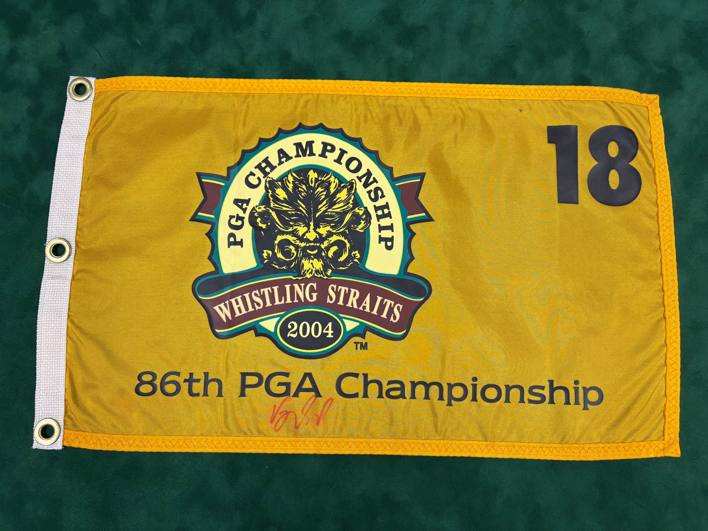 Vijay Singh Signed 86th PGA Championship at Whistling Straits Golf Flag + Dealer COA