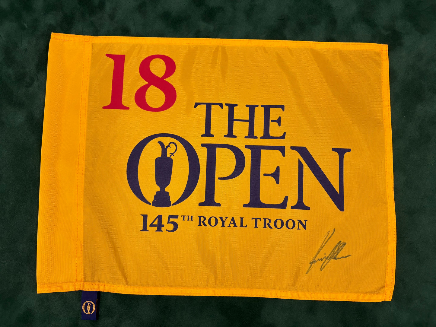 Henrik Stenson Winner Signed 145th Open at Royal Troon Golf Flag + Dealer COA