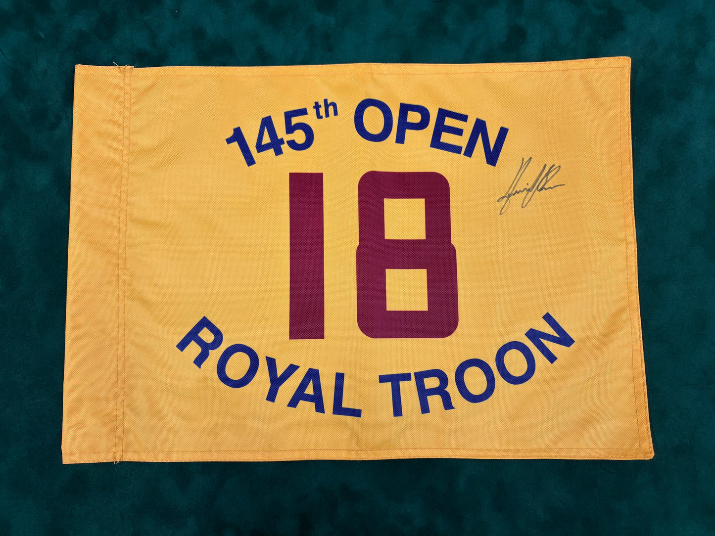 Henrik Stenson Winner Signed 145th Open at Royal Troon Golf Flag + Dealer COA