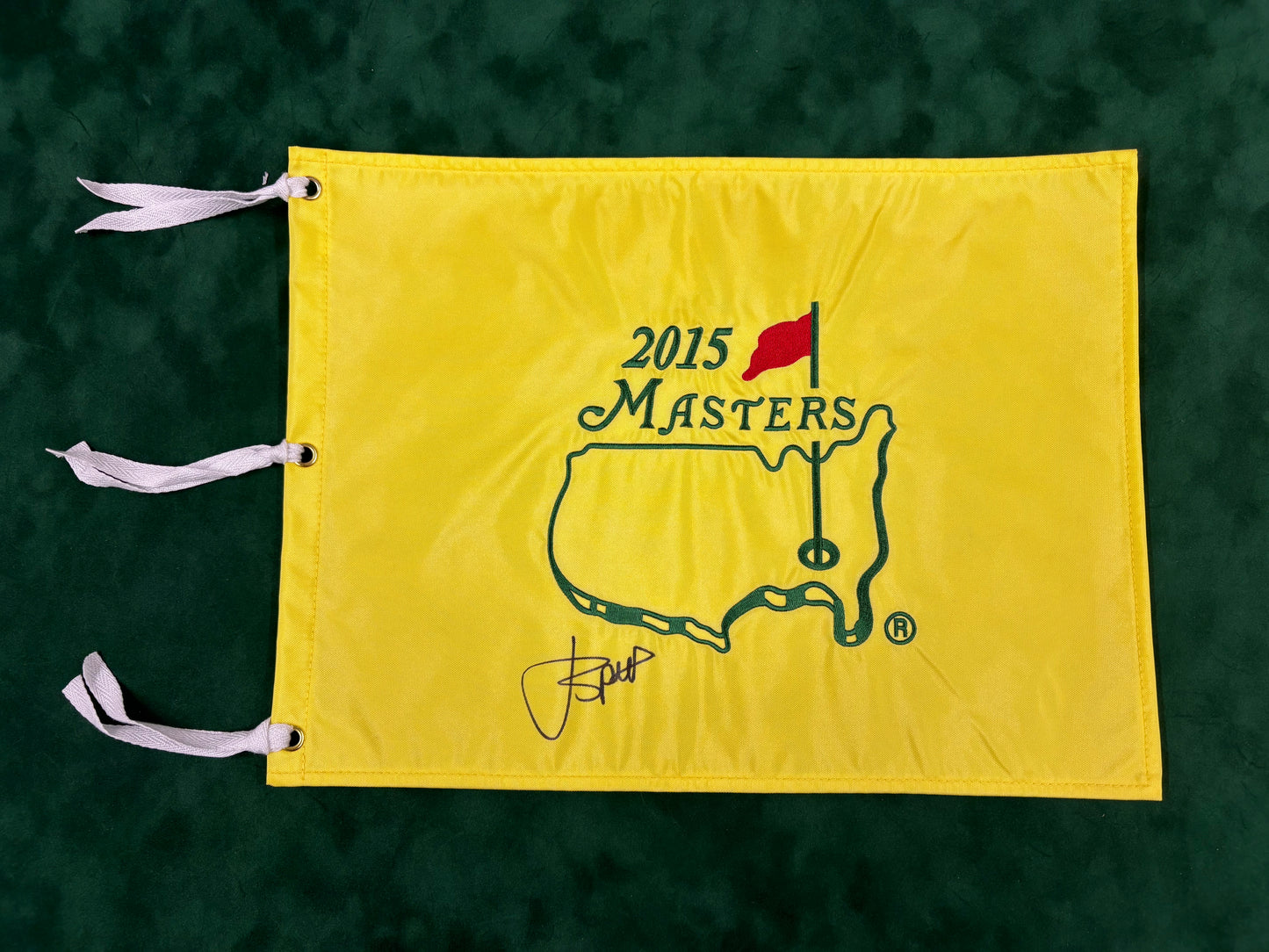 Jordan Spieth Winner Signed 2015 Masters Golf Flag + Dealer COA