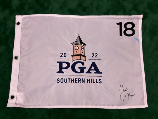 Justin Thomas 2022 Winner Signed PGA Tour at Southern Hills Golf Flag + Dealer COA