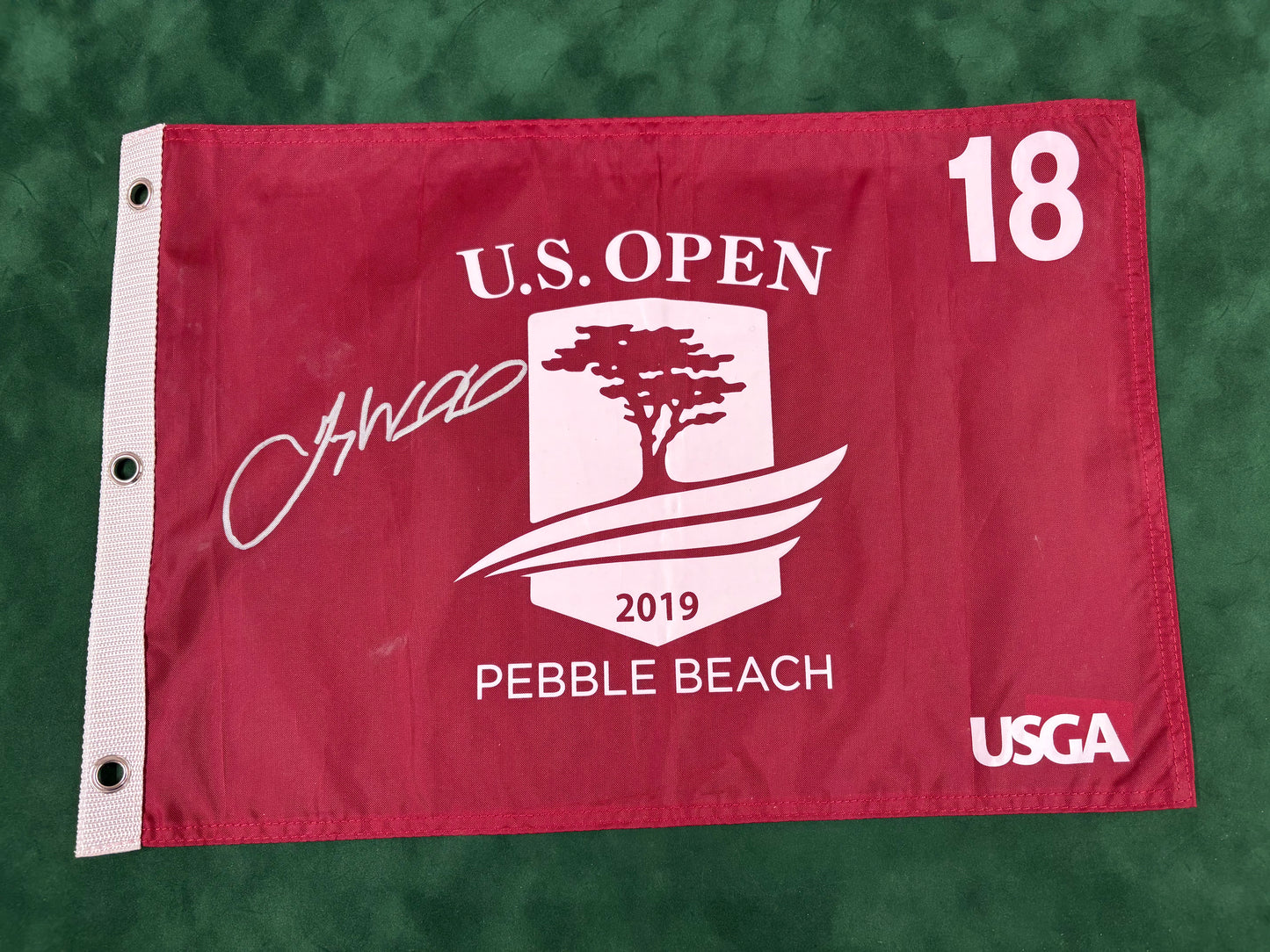 Gary Woodland Winner Signed 2019 US Open at Pebble Beach Golf Flag + Dealer COA