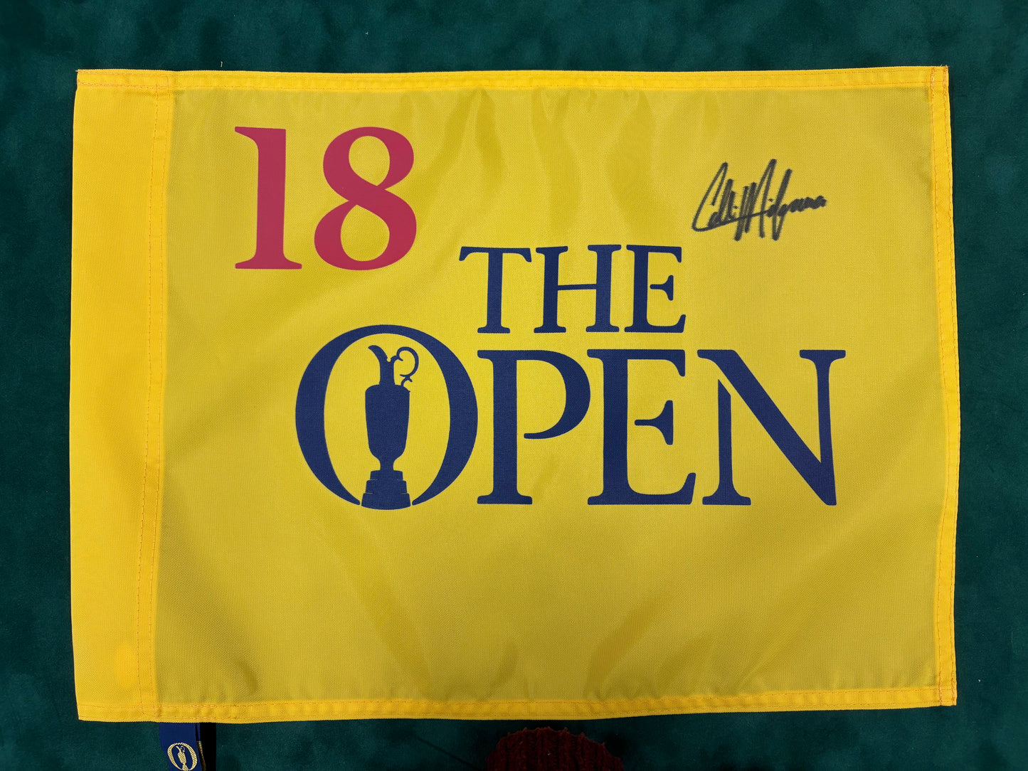 Collin Morikawa Winner Signed The Open Undated Golf Pin Flag + Dealer COA