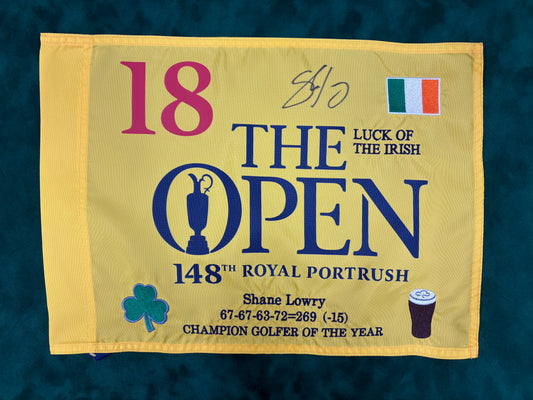 Shane Lowry Winner Signed Embroidered 148th Open at Royal Portrush Golf Flag + Dealer COA