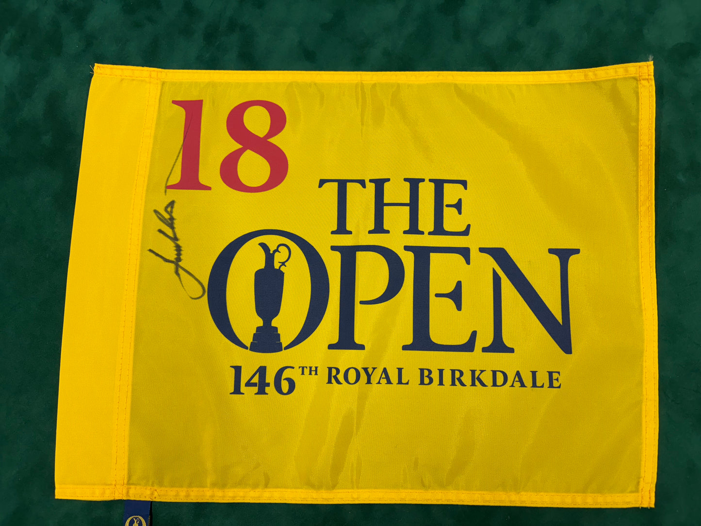 Jordan Spieth Winner Signed 146th Open at Royal Birkdale Golf Flag + Dealer COA