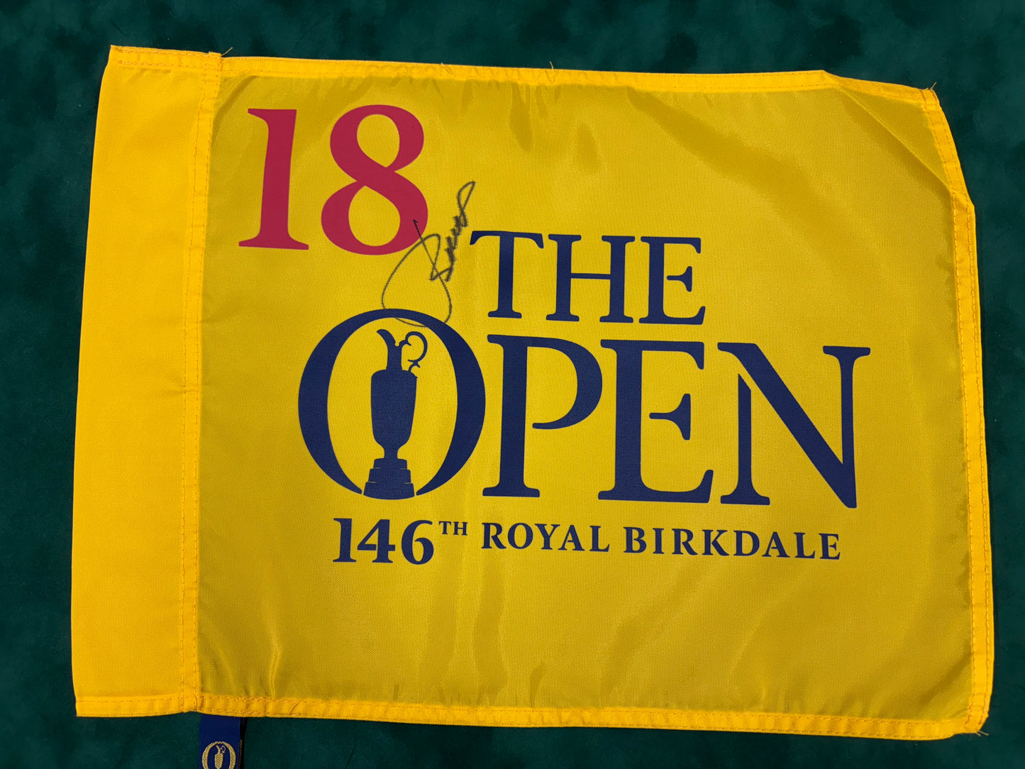 Jordan Spieth Winner Signed 146th Open at Royal Birkdale Golf Flag + Dealer COA