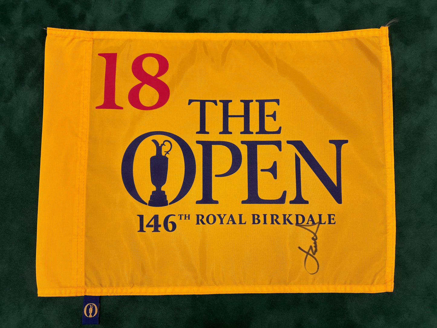 Jordan Spieth Winner Signed 146th Open at Royal Birkdale Golf Flag + Dealer COA