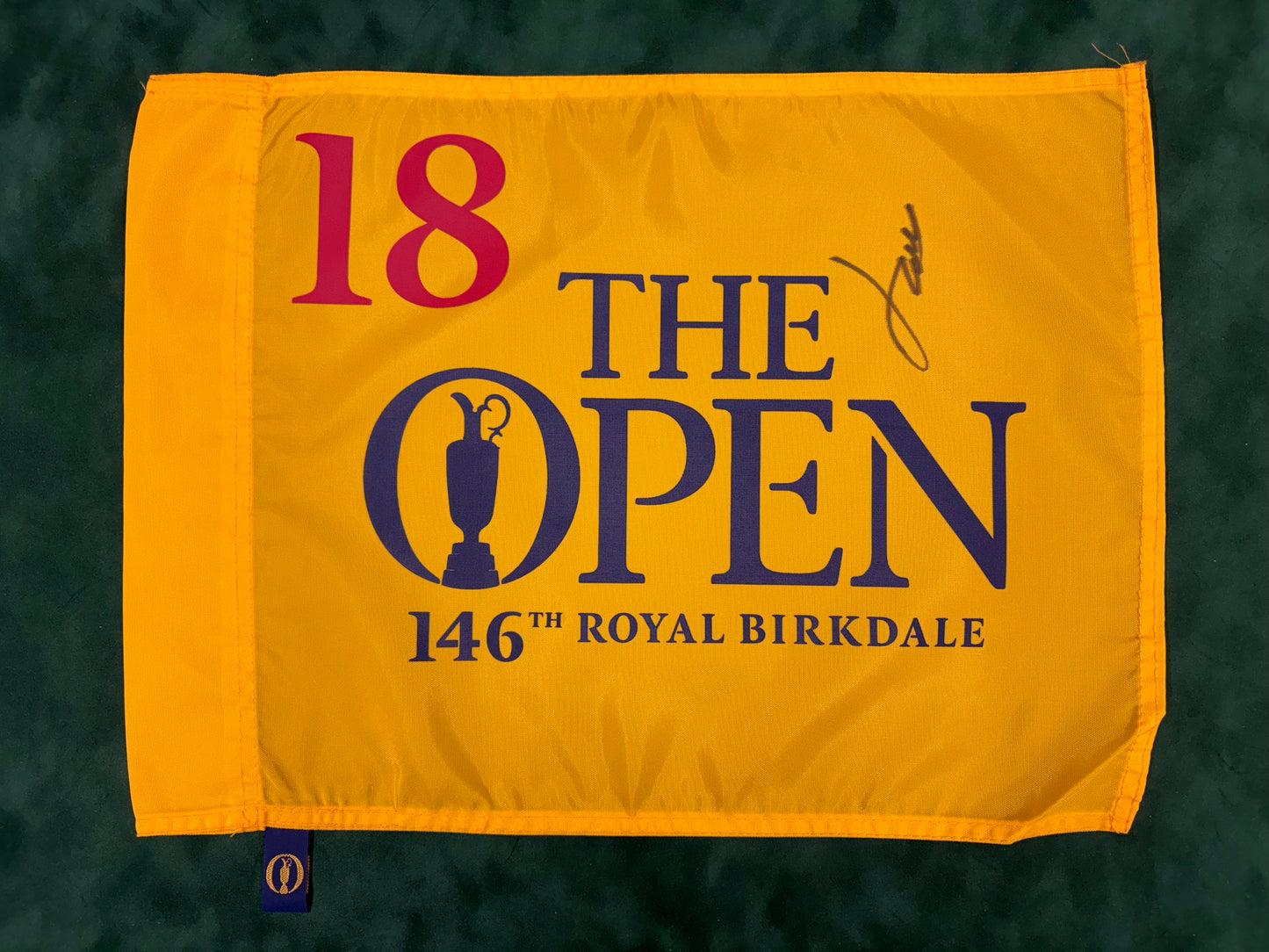 Jordan Spieth Winner Signed 146th Open at Royal Birkdale Golf Flag + Dealer COA