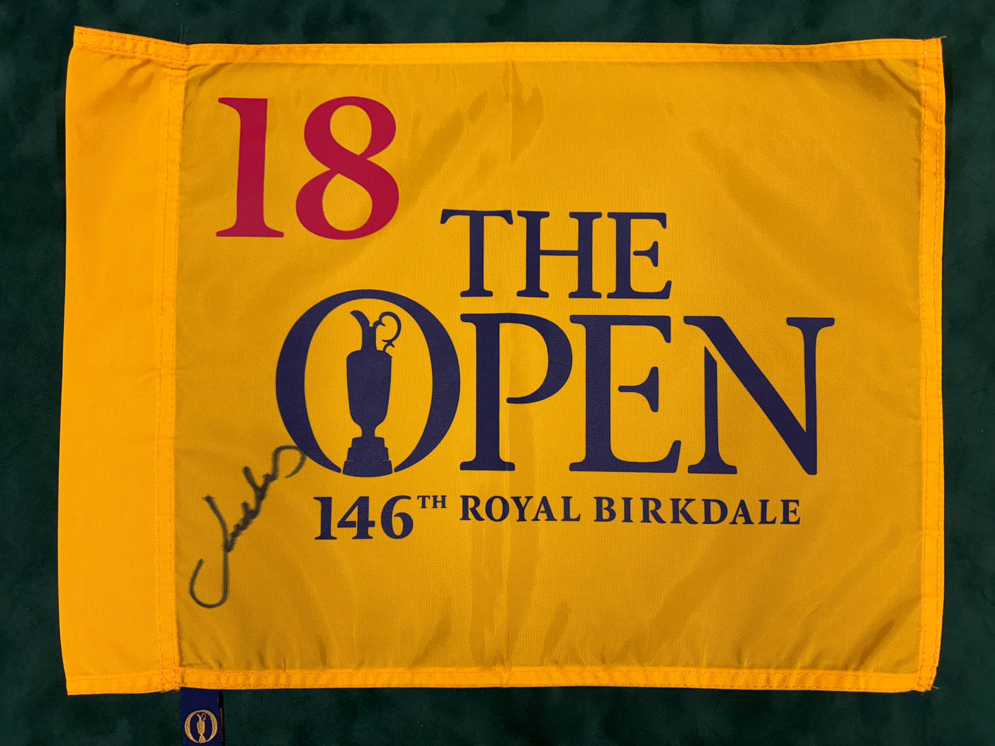 Jordan Spieth Winner Signed 146th Open at Royal Birkdale Golf Flag + Dealer COA