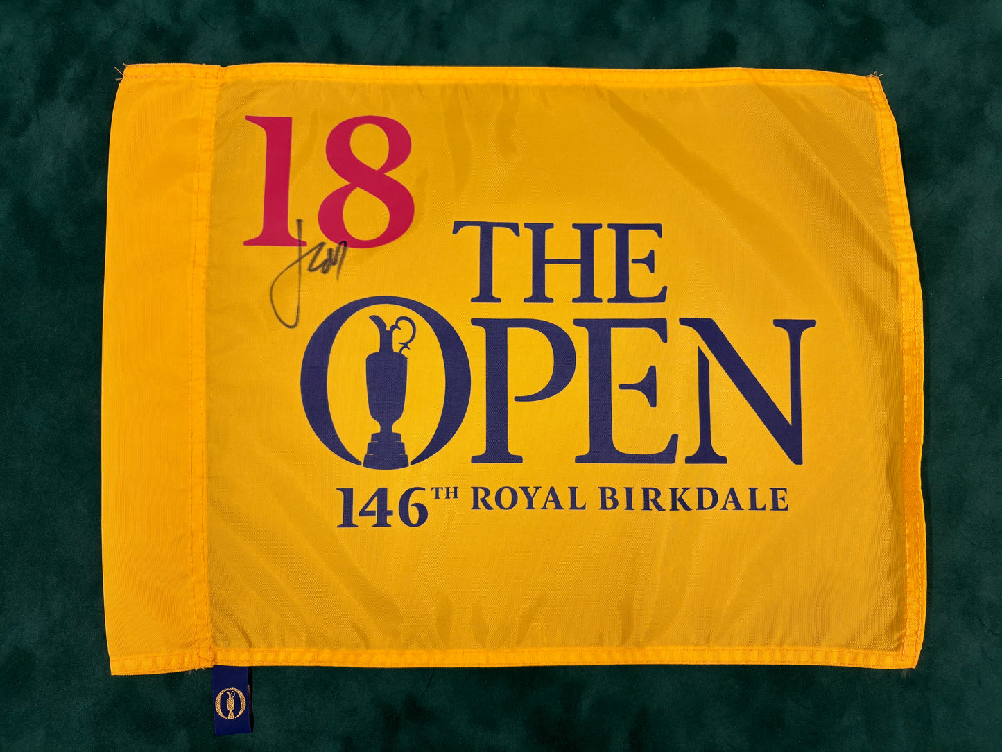 Jordan Spieth Winner Signed 146th Open at Royal Birkdale Golf Flag + Dealer COA