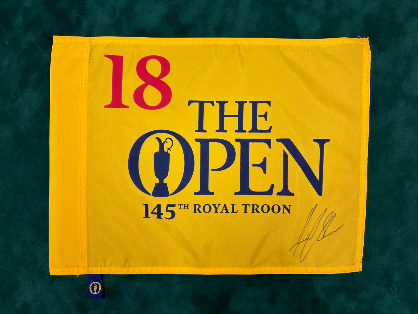 Henrik Stenson Winner Signed 145th Open at Royal Troon Golf Flag + Dealer COA
