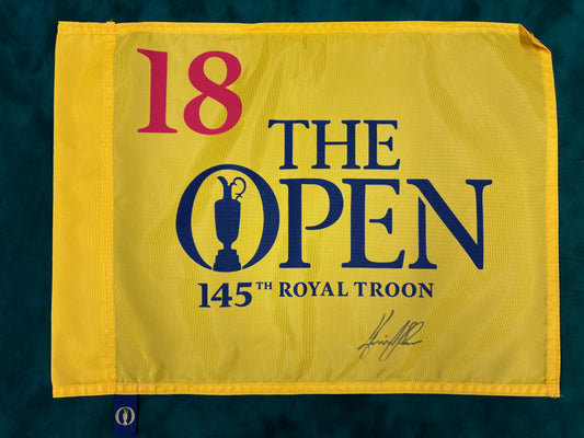 Henrik Stenson Winner Signed 145th Open at Royal Troon Golf Flag + Dealer COA