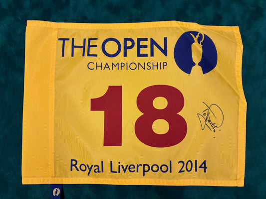 Tony Jacklin Signed 2014 Open at Royal Liverpool Golf Flag + Dealer COA