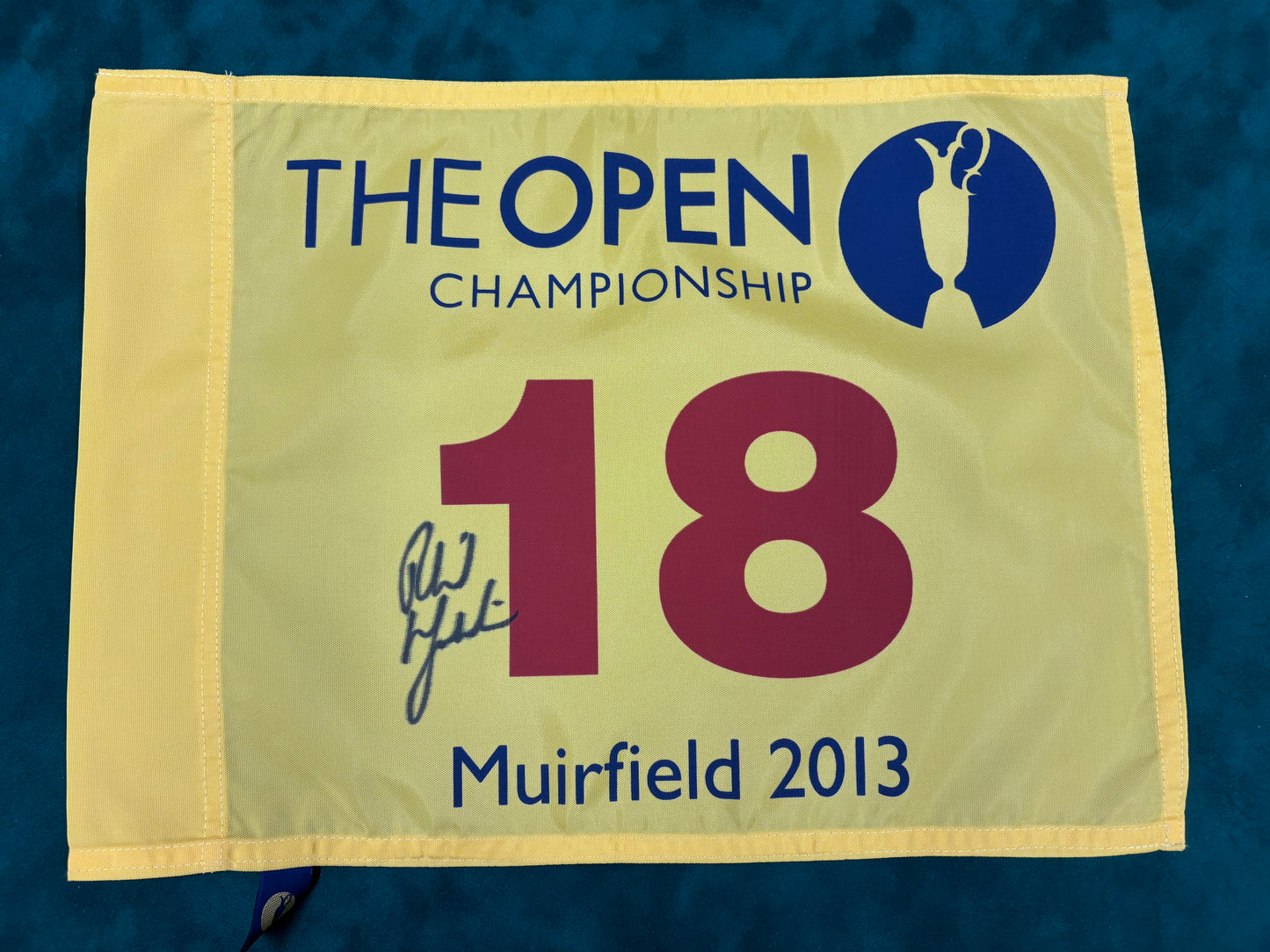 Phil Mickelson Winner Signed 2013 Open at Muirfield Golf Flag + Dealer COA