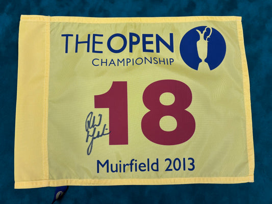 Phil Mickelson Winner Signed 2013 Open at Muirfield Golf Flag + Dealer COA