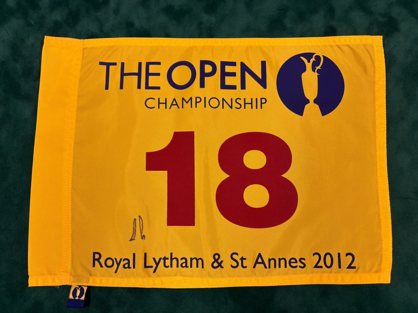 Ernie Els Signed 2012 Open at Royal Lytham & St Annes Golf Flag + Dealer COA