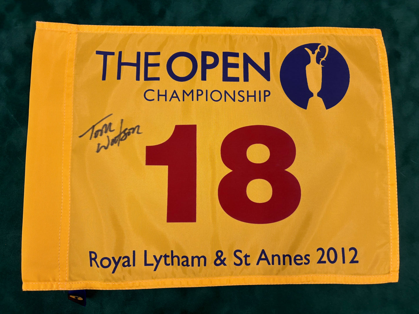 Tom Watson Signed 2012 Open at Royal Lytham & St Annes Golf Flag + Dealer COA