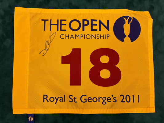 Darren Clarke Winner Signed 2011 Open at Royal St George's Golf Flag + Dealer COA