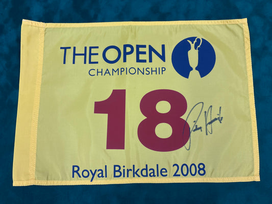 Pádraig Harrington Winner Signed 2008 Open at Royal Birkdale Golf Flag + Dealer COA