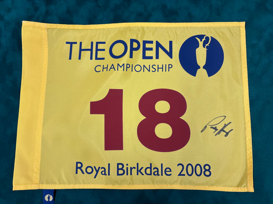 Pádraig Harrington Winner Signed 2008 Open at Royal Birkdale Golf Flag + Dealer COA