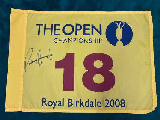 Pádraig Harrington Winner Signed 2008 Open at Royal Birkdale Golf Flag + Dealer COA