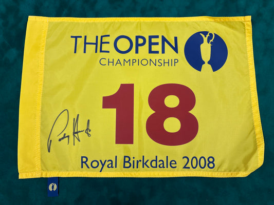 Pádraig Harrington Winner Signed 2008 Open at Royal Birkdale Golf Flag + Dealer COA