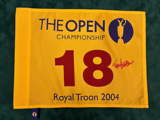 Todd Hamilton Winner Signed 2004 Open at Royal Troon Golf Flag + Dealer COA (Red Pen)