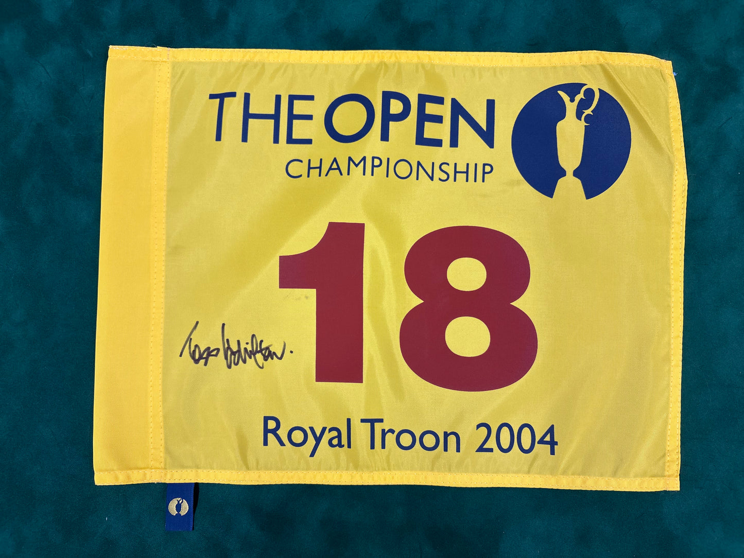 Todd Hamilton Winner Signed 2004 Open at Royal Troon Golf Flag + Dealer COA