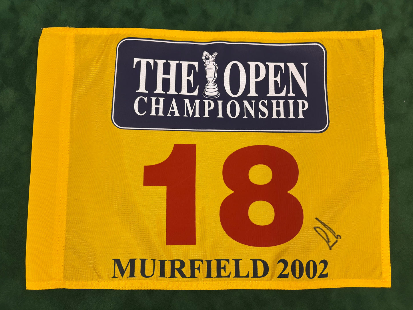 Ernie Els Signed Yellow 2002 The Open at Muirfield Golf Flag + Dealer COA