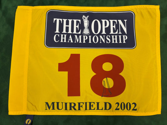 Ernie Els Signed Yellow 2002 The Open at Muirfield Golf Flag + Dealer COA