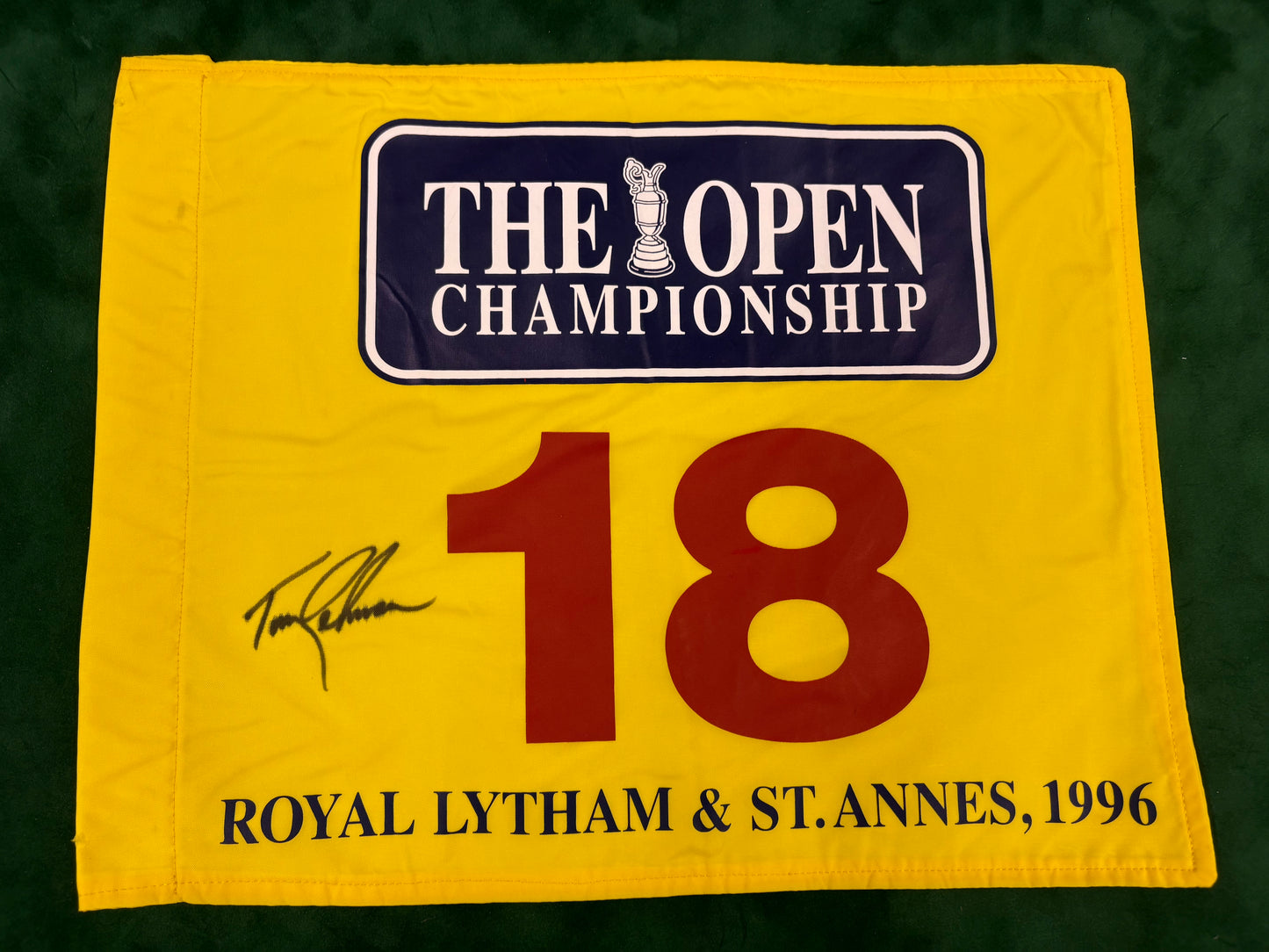 Tom Lehman Signed Royal Lytham 1996 Open Golf Course Used Pin Flag + Dealer COA