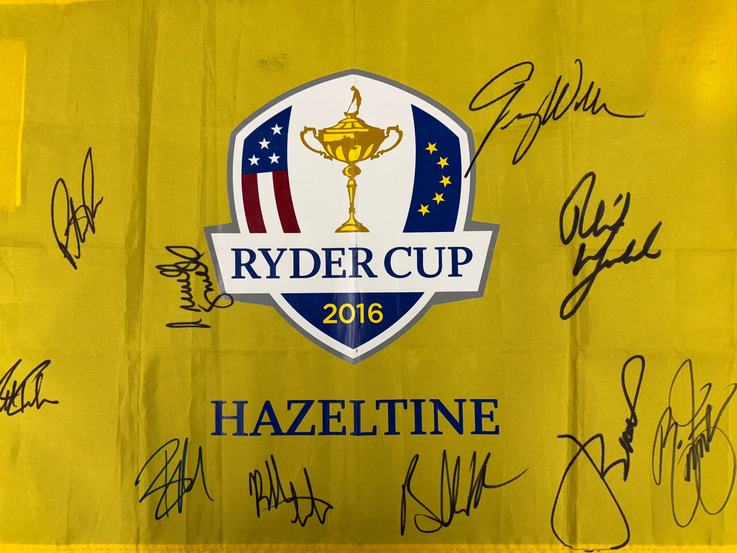 2016 Ryder Cup at Hazeltine Team USA Signed Golf Flag By 10 (Fowler, Reed) + COA