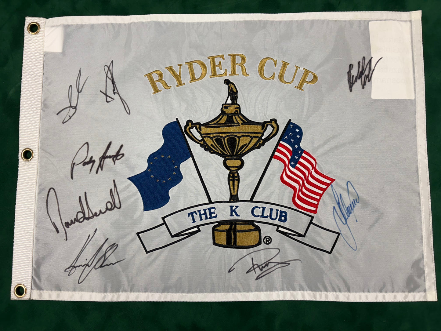 2006 Ryder Cup Team Europe Signed Golf Flag inc Westwood, Casey, Donald + COA