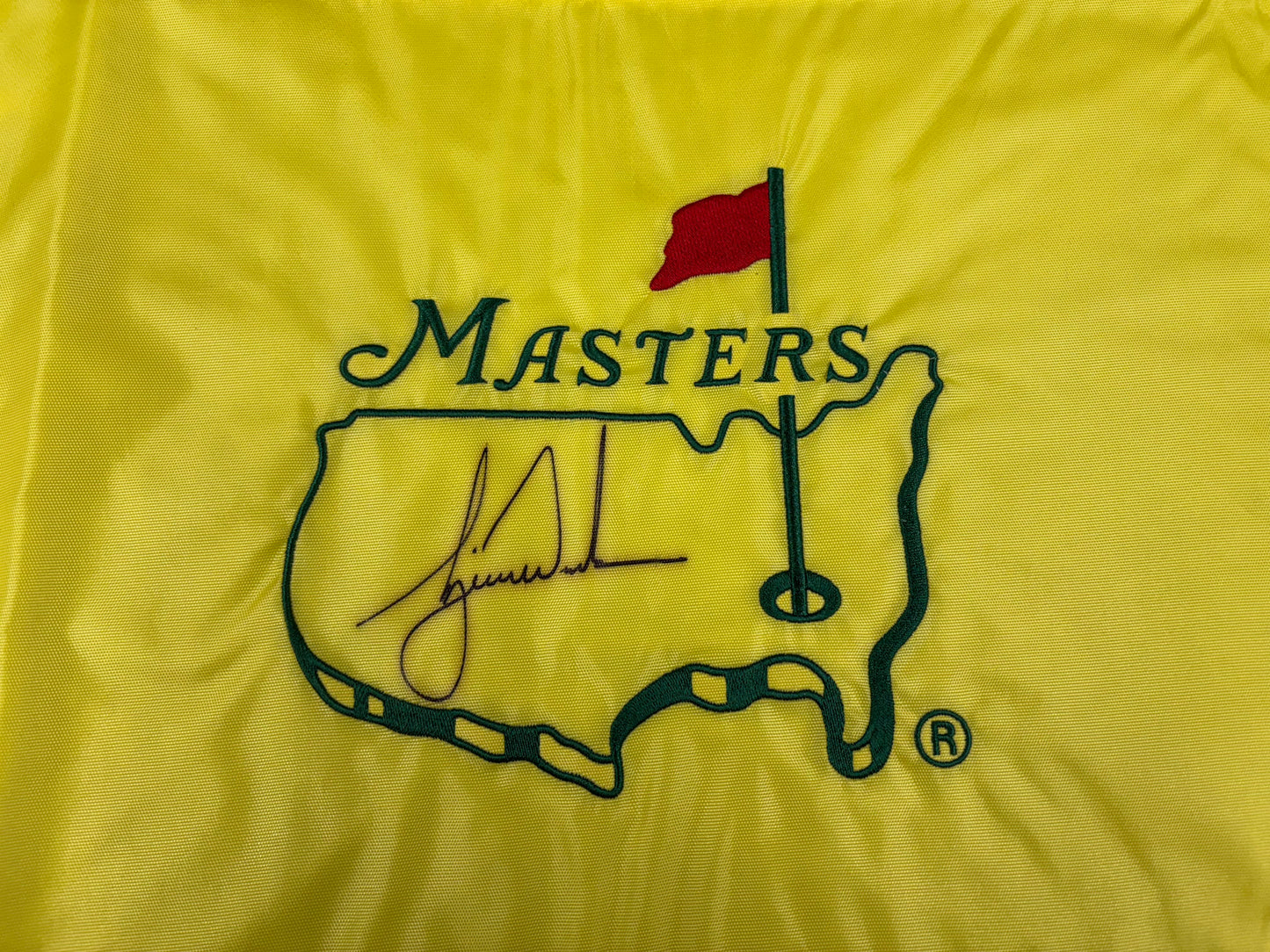 Tiger Woods Rare Signed Undated Augusta Masters Golf Pin Flag + Upper Deck COA