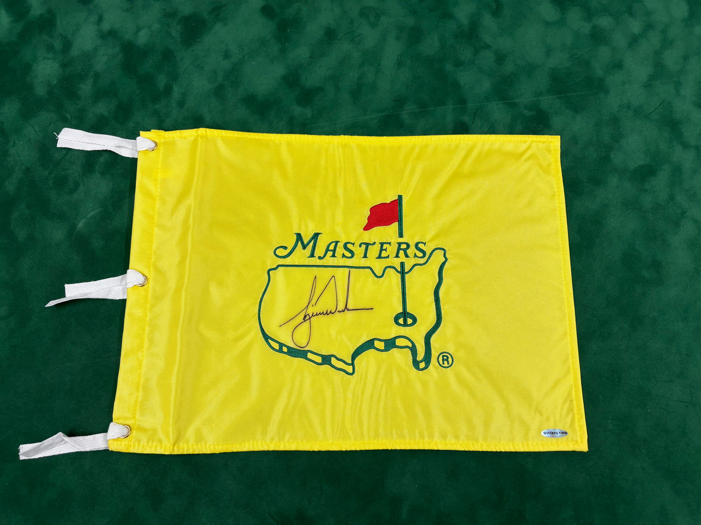 Tiger Woods Rare Signed Undated Augusta Masters Golf Pin Flag + Upper Deck COA