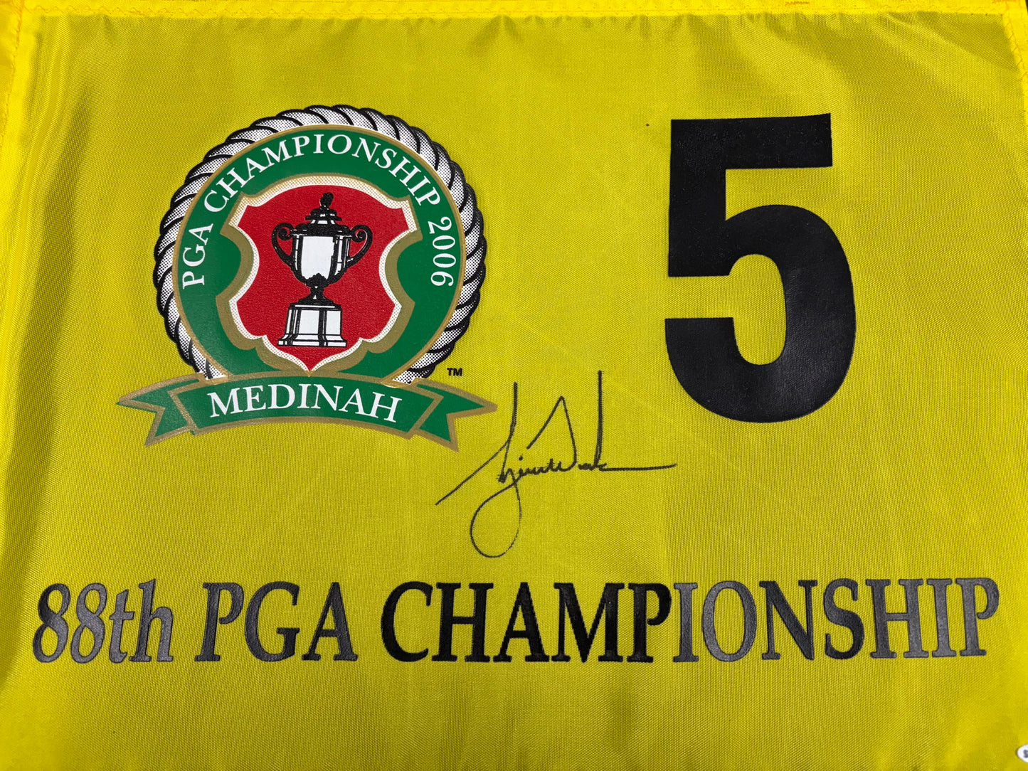 Tiger Woods Winner Signed Course Used 2006 PGA Medinah Golf Flag + Upper Deck COA