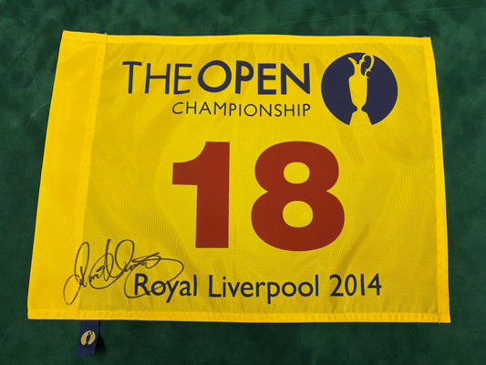 Rory McIlroy Winner Signed 2014 Open at Royal Liverpool Golf Flag + Dealer COA