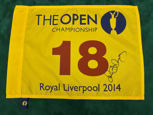 Rory McIlroy Winner Signed 2014 Open at Royal Liverpool Golf Flag + Dealer COA