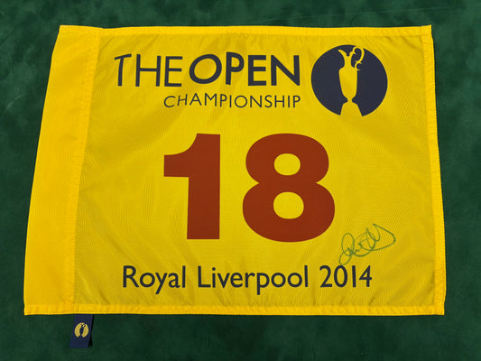 Rory McIlroy Winner Signed 2014 Open at Royal Liverpool Golf Flag + Dealer COA