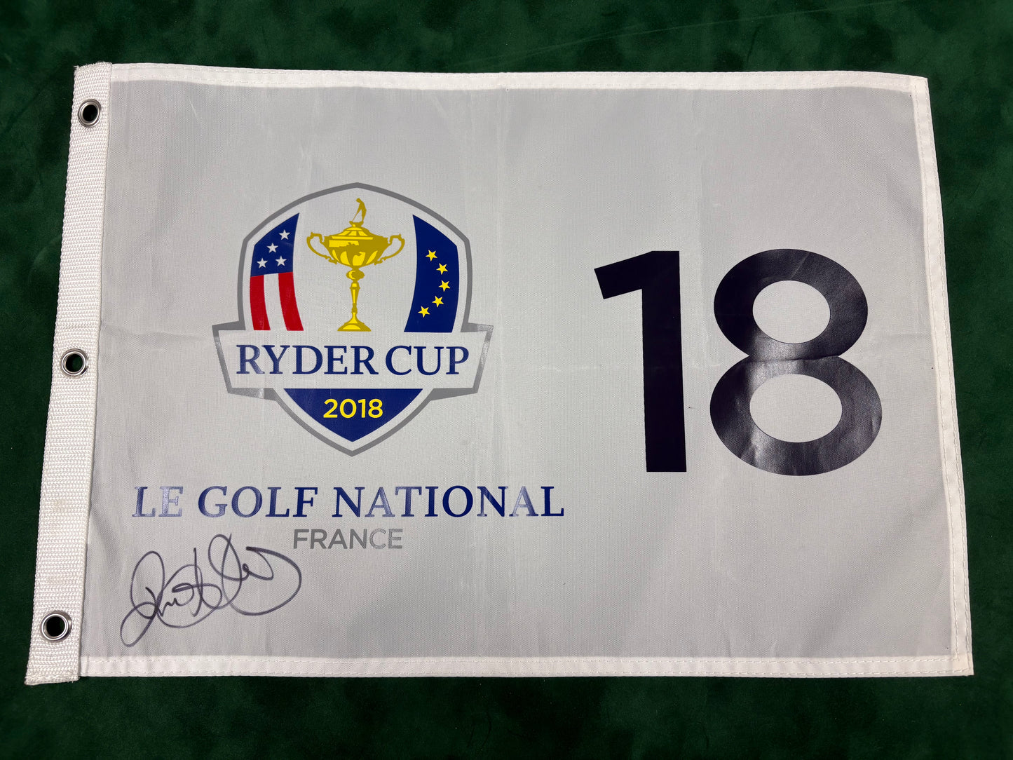 Rory McIlroy Signed 2018 Ryder Cup at Le Golf National Golf Flag + Dealer COA