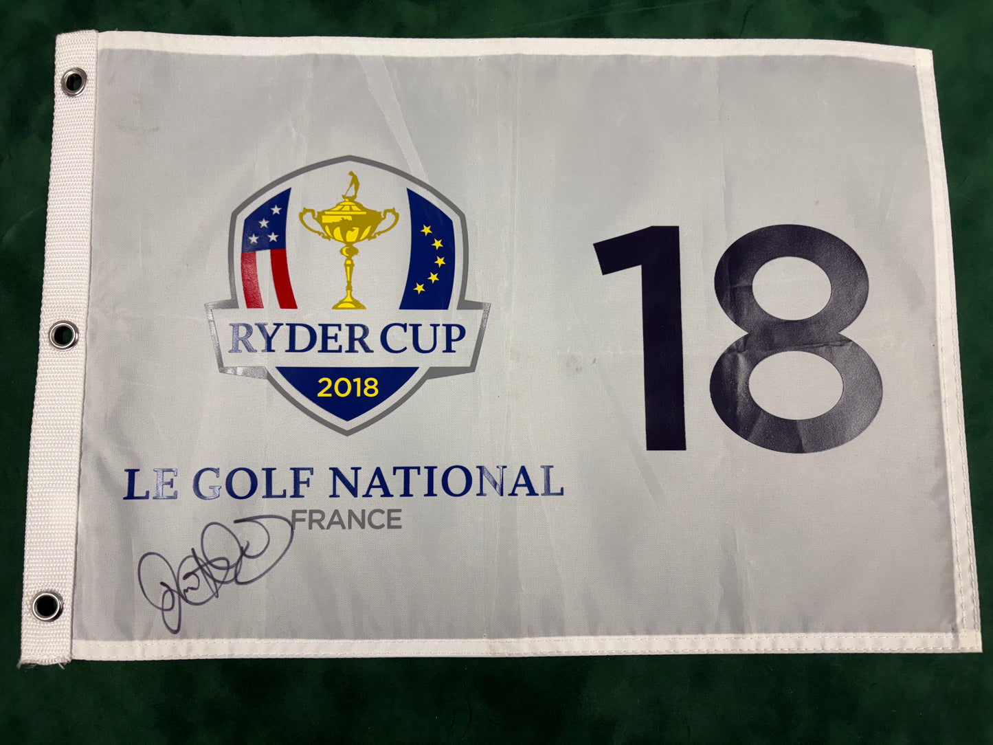Rory McIlroy Signed 2018 Ryder Cup at Le Golf National Golf Flag + Dealer COA
