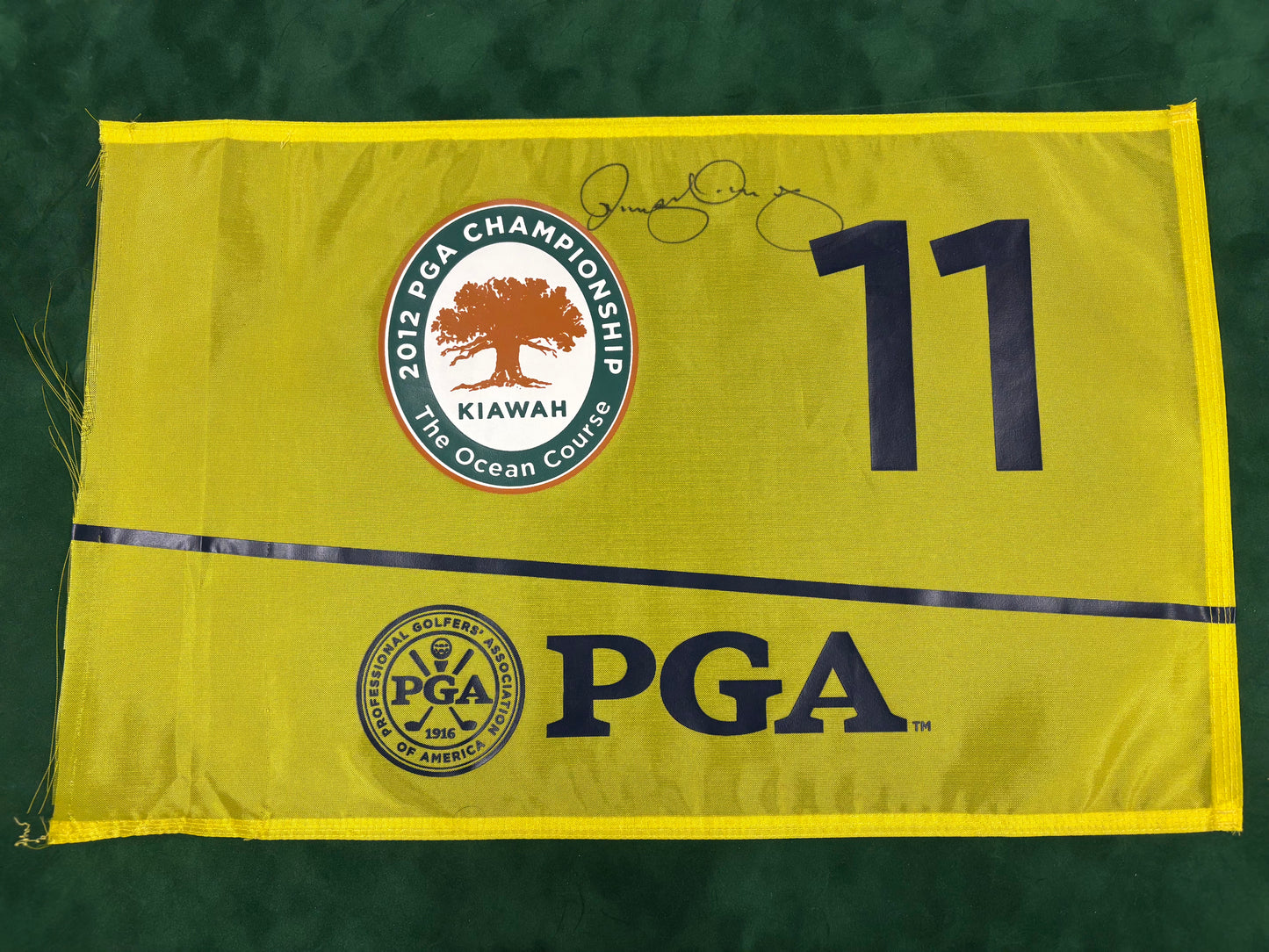 2012 US PGA Golf Championship Course Used 11th Hole Pin Flag Won & Signed by Rory McIlroy + Cert