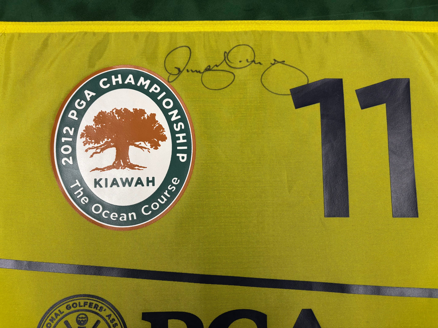 2012 US PGA Golf Championship Course Used 11th Hole Pin Flag Won & Signed by Rory McIlroy + Cert