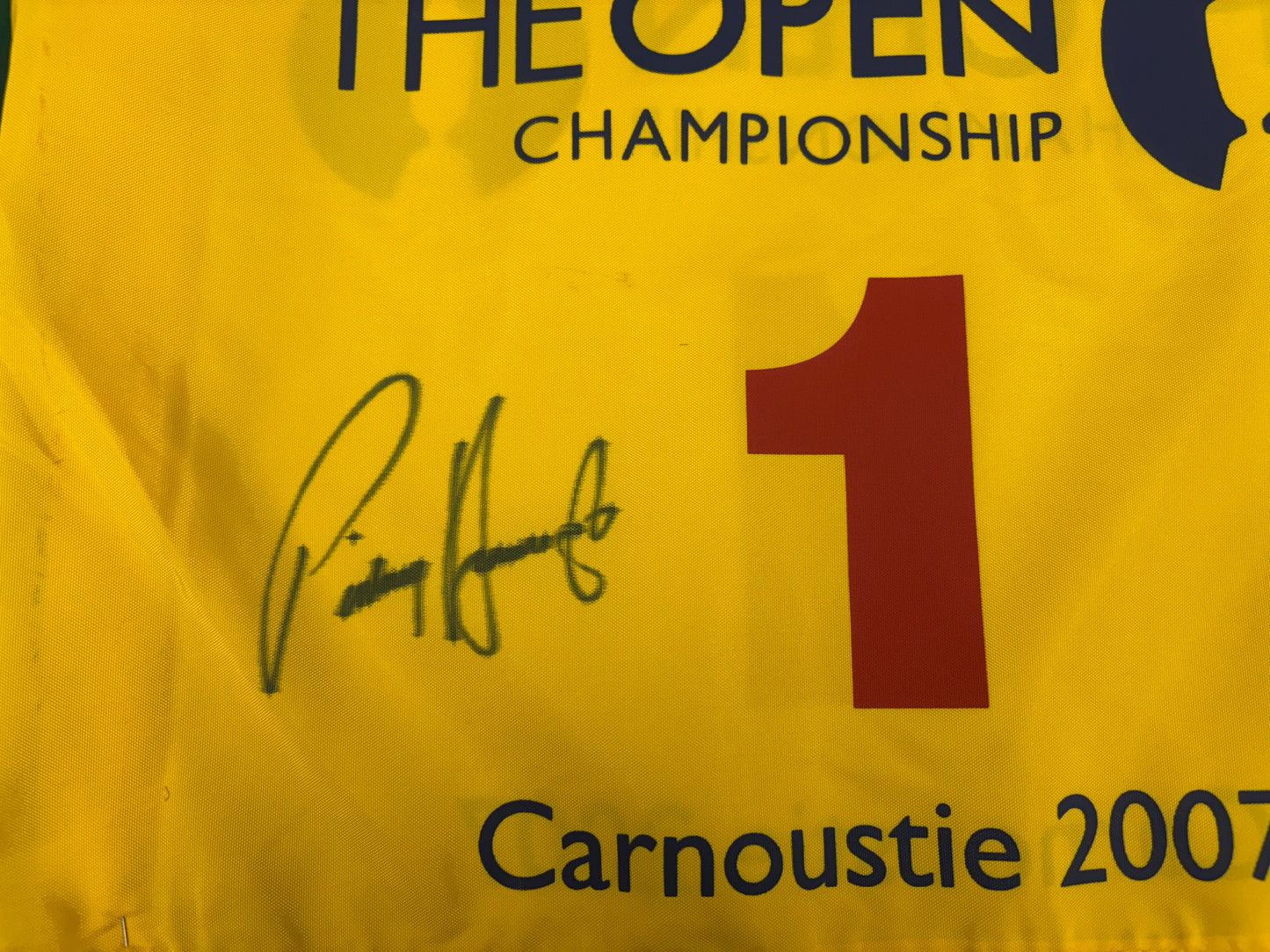 Pádraig Harrington Winner Signed 2007 Open at Carnoustie Course Used 1st Golf Flag + Cert