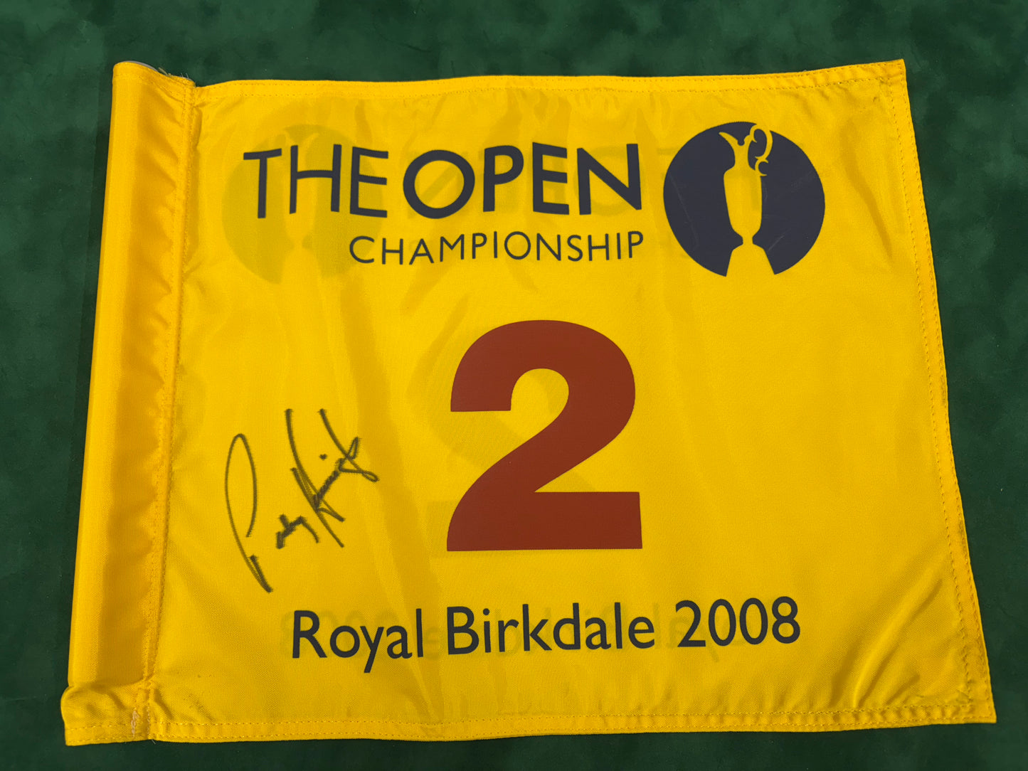 Pádraig Harrington Winner Signed 2008 Open at Birkdale Course Used 2nd Golf Flag + Cert