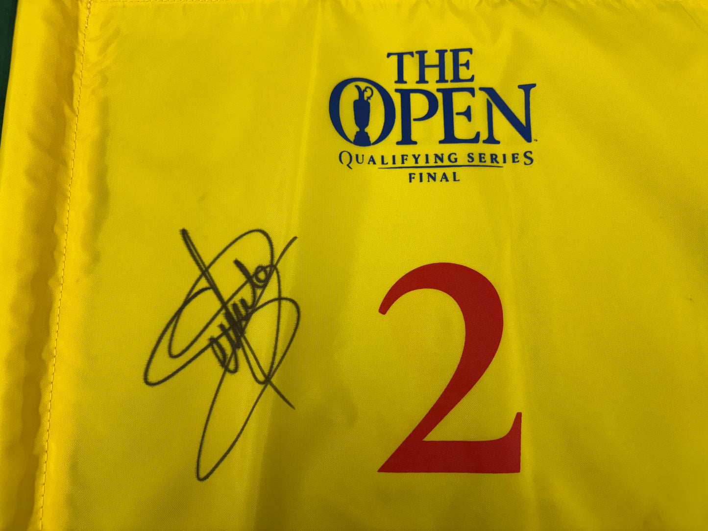 Gonzalo Fernandez-Castaño Signed Course Used 2nd Hole Open Qualifying Golf Pin Flag + Dealer COA