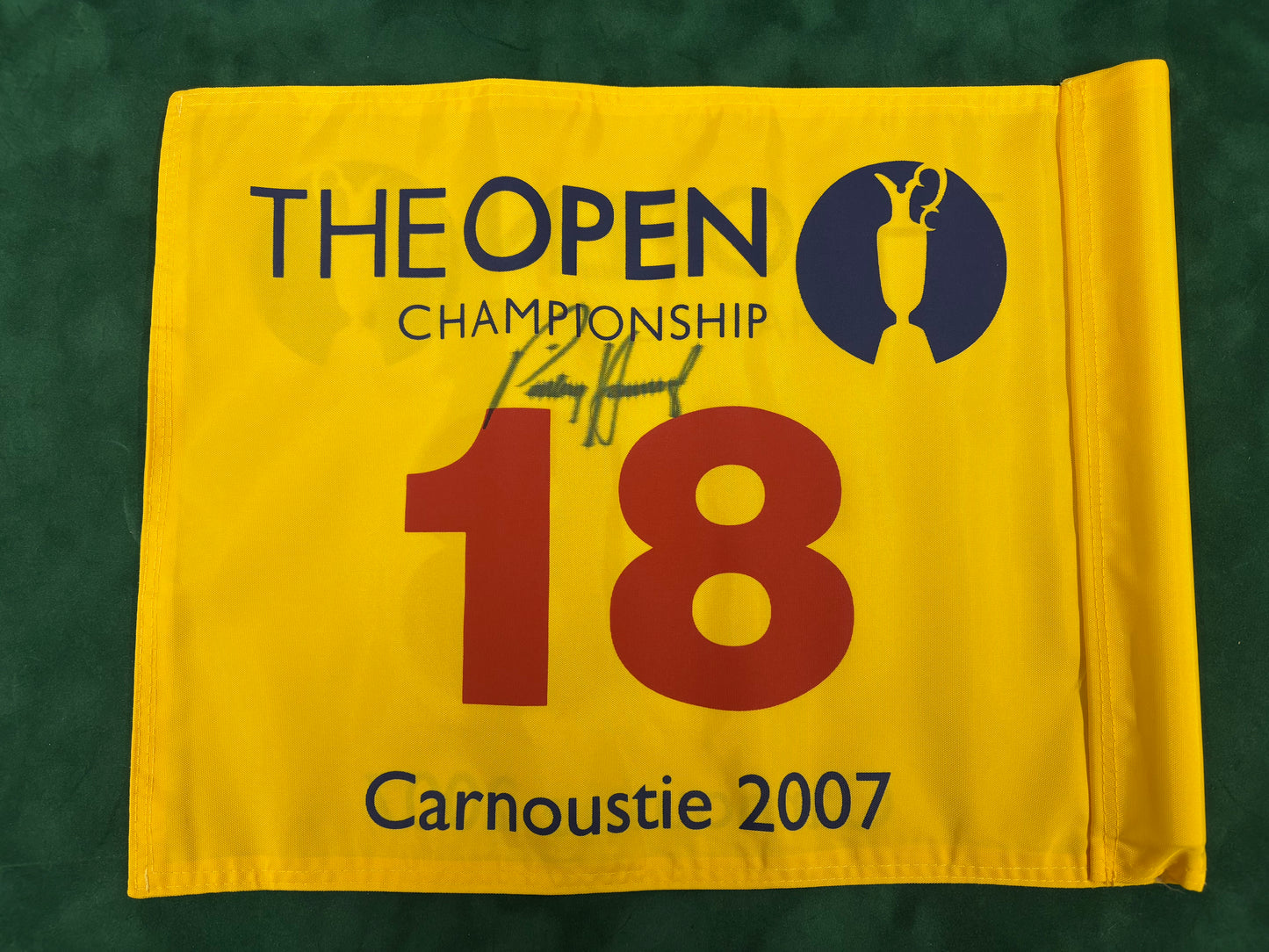 Pádraig Harrington Winner Signed 2007 Open at Carnoustie Course Used 18th Golf Flag + Cert