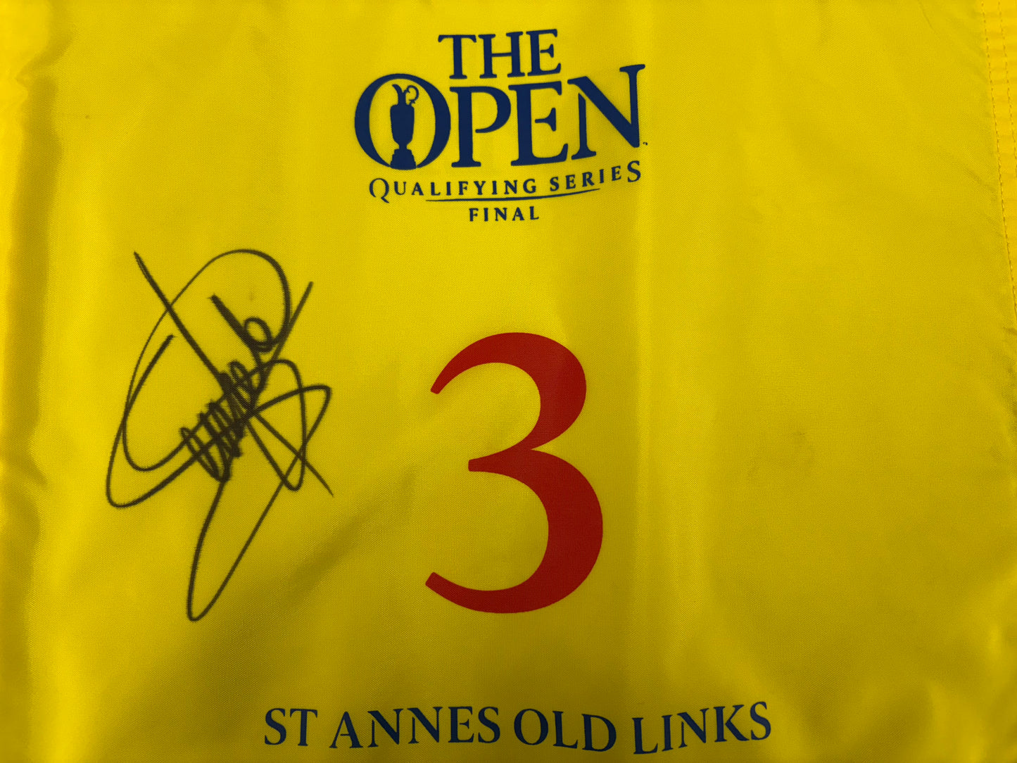 Gonzalo Fernandez-Castaño Signed Course Used 3rd Hole Open Qualifying Golf Pin Flag + Dealer COA