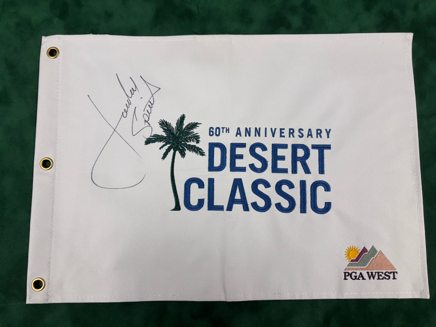 Jordan Spieth Signed 60th Anniversary Desert Classic Golf Pin Flag + Dealer COA